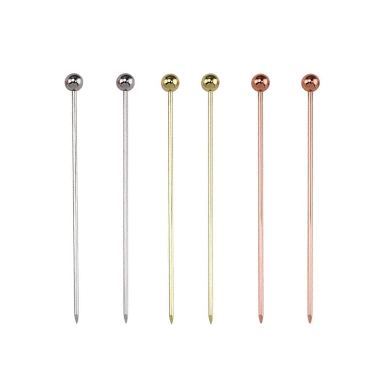 304 Stainless Steel Creative Fruit Picks Round Bead Picks Bar Cocktail Decoration Picks Olive Preserve Metal Fruit Picks