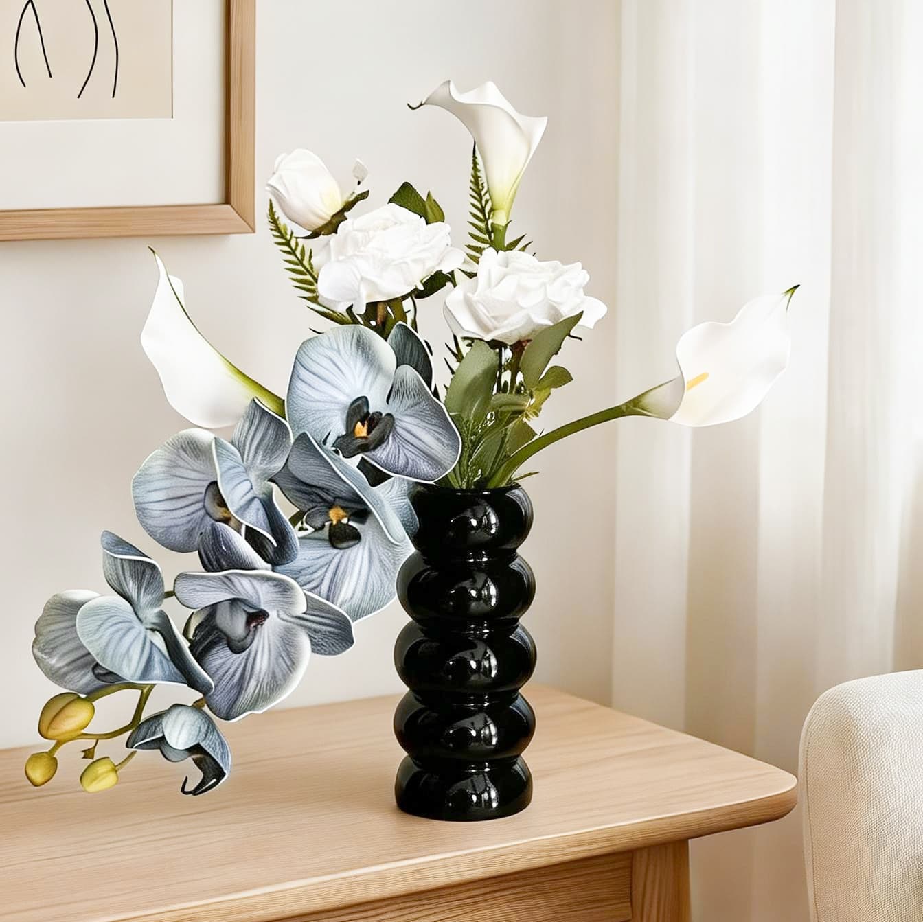 Ins style ceramic vase flower arrangement high-end light luxury design hydroponic vase living room home high-end ornaments