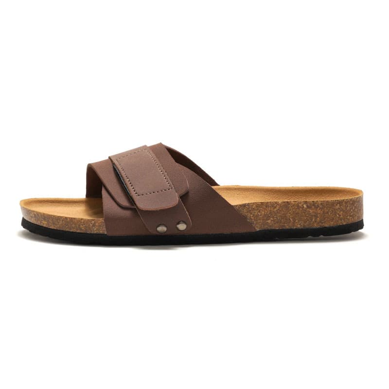 RUIZUSTOCK Spring/Summer New Men's Cork Slide Sandals Korean Style Beach Shoes, Matte Finish for Students