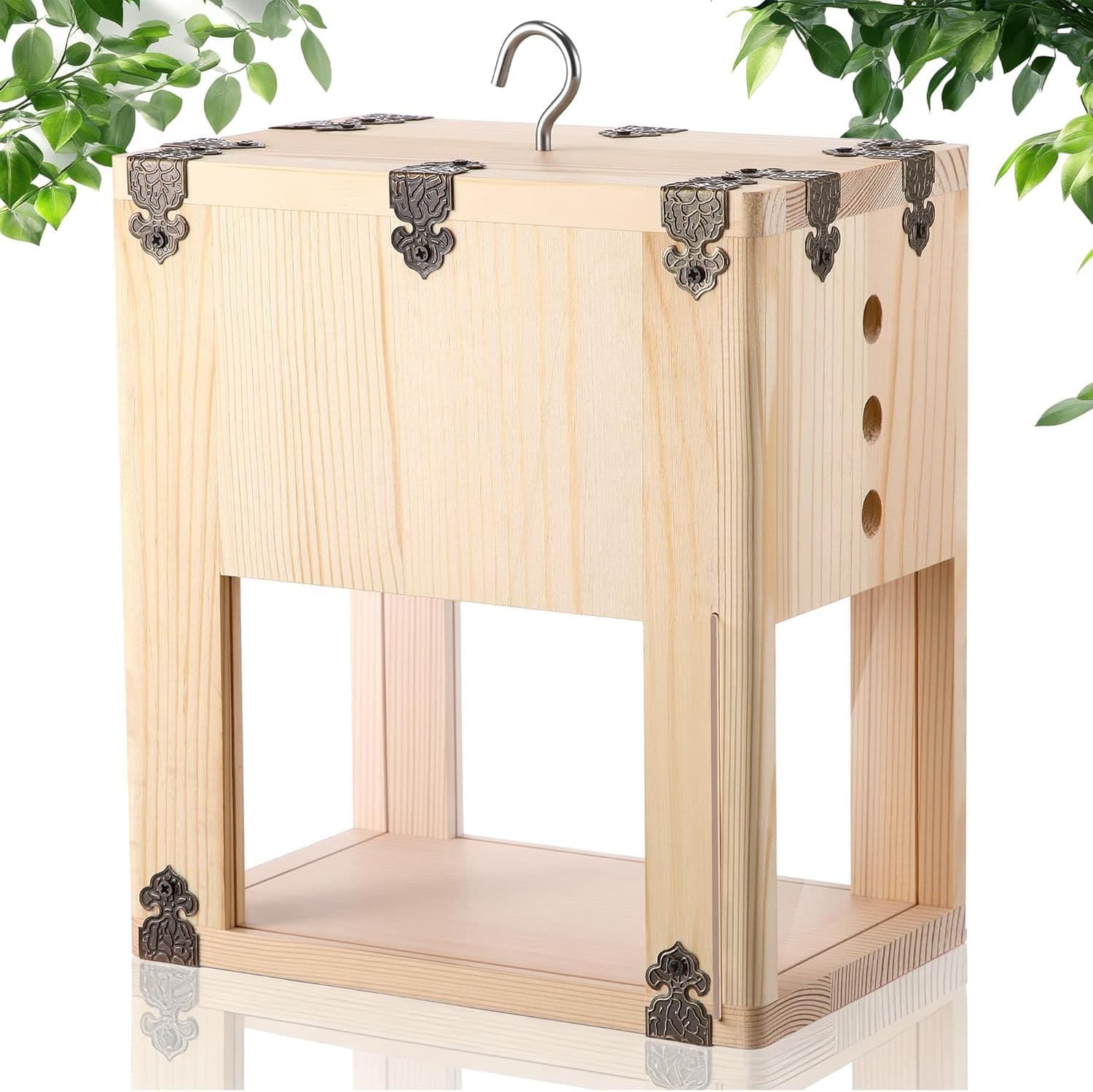 Cross-border new wooden outdoor bee trap wooden wasp trap bee trap house bee nest bee house