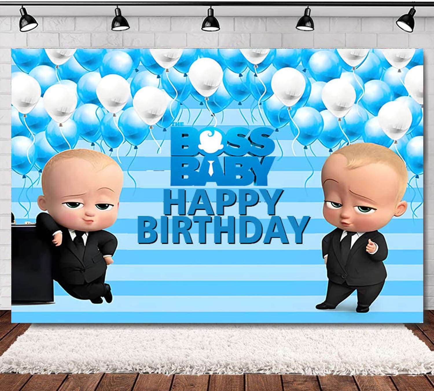 Amazon New Little Boss Baby Children's Birthday Party Photo Booth Background Banner Cross-Border Decoration