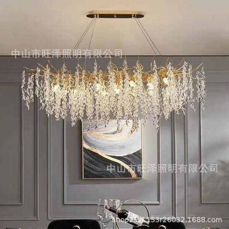French light luxury living room crystal chandelier villa bedroom lamp aluminum creative dining branch hall lamp grape chandelier