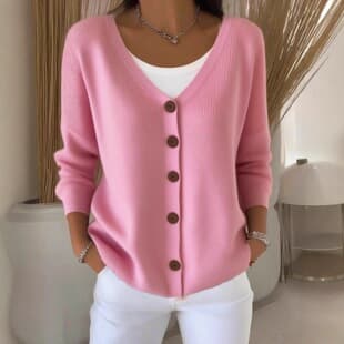 Women's Solid Color Knitted Button Cardigan Loose Casual European American Cross-border Amazon Independent Station 2025 New