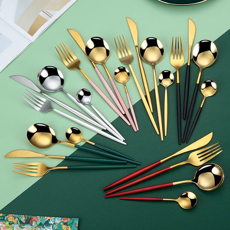 Portuguese-style Western cutlery steak knife and fork creative stainless steel utensils, manufacturer direct supply of viral coffee and dessert spoons.