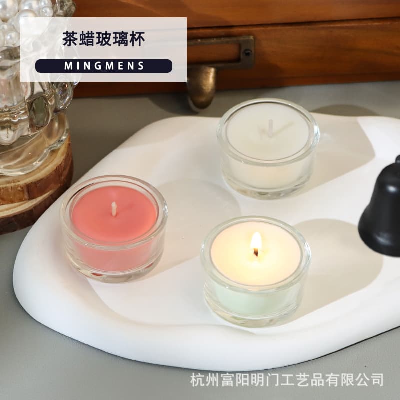 Aromatherapy candle DIY tea wax small round cup glass high temperature resistant round container home fragrance hidden poetry fragrance candle holder