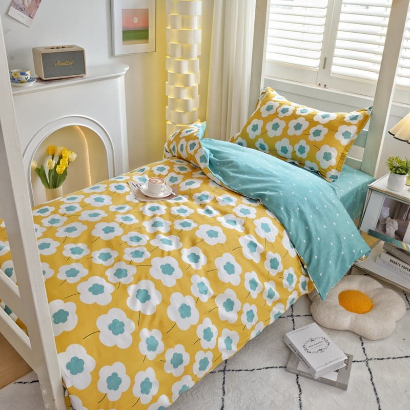 College Dormitory Bedding Set 6-Piece, All-Cotton Sheet, Duvet Cover, Quilt, Pure Cotton Multi-Piece Set