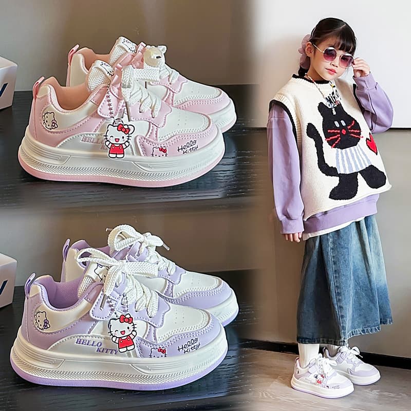 Cute Cat Girls Shoes 2026 Spring New Cute Fashionable Children's Casual Shoes for Middle-aged and Primary School Students