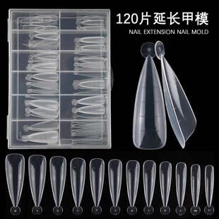 Nail Tips Crystal Extension Nail Mold Almond Nail U-Shape with Scale Paperless Extension Gel Nail Mold 120 Pieces Boxed