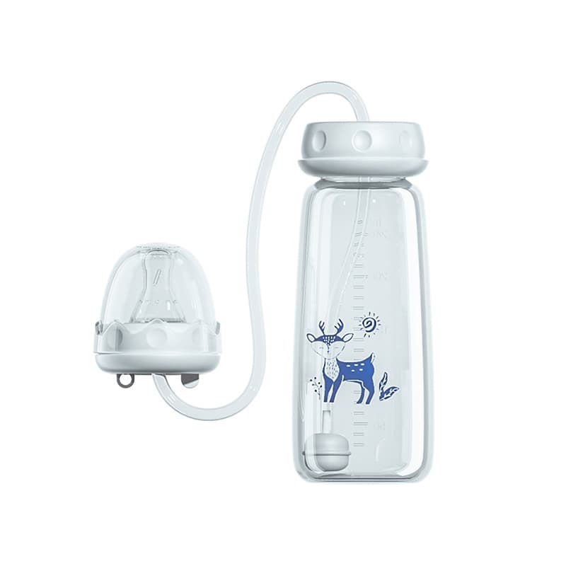 Standard Mouth Hands-Free 240ml Baby Bottle, Export Standard PP, Breast-Feel Nipple with Straw, Anti-Colic