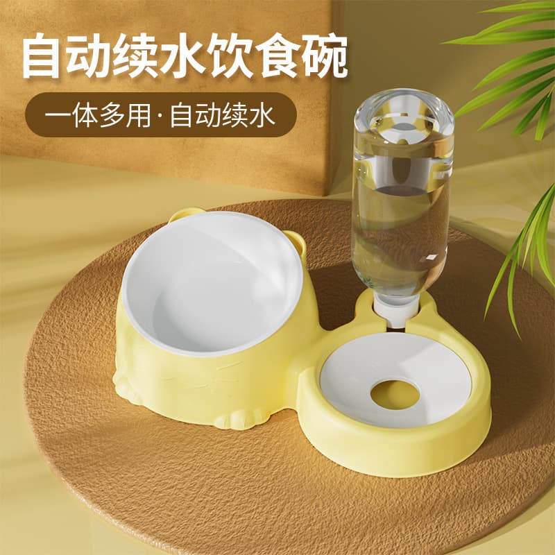 Double Bowl Ceramic Stainless Steel Cat Bowl Dog Food Tray Pet Watering Pet Supplies Home Decor Accessories by None( AE Stock)