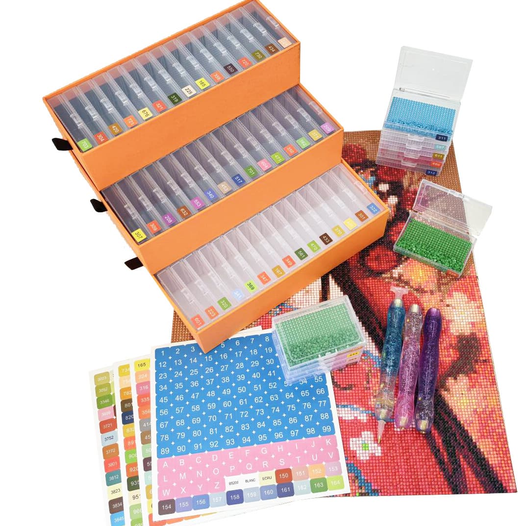 Diamond Painting Tool New Storage Box Dotting Tray with Lid DIY Diamond Sorting Round Diamond Flip Box Set