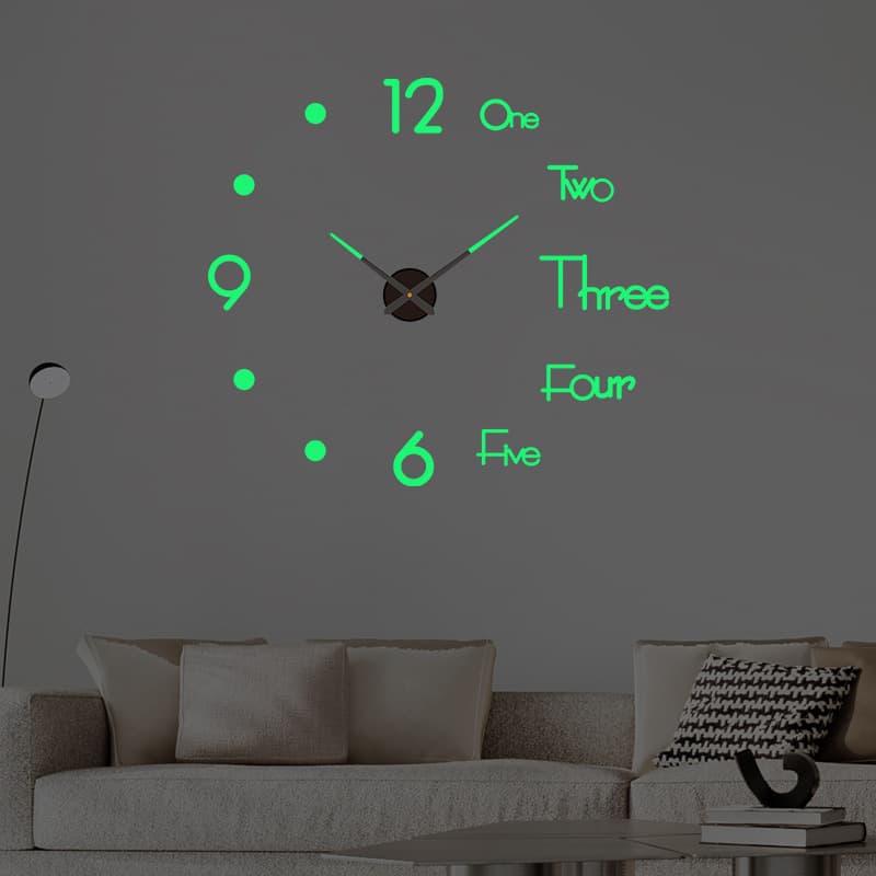Nordic Diy Glow-in-the-dark Wall Clock Silent Non-ticking Clock Living Room Background Decoration No-drilling Wall Sticker