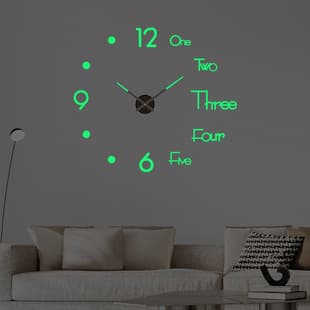 Nordic Creative Glow-in-the-Dark DIY Clock Living Room Background Large Wall Clock No-Drill Silent 3D Wall Sticker Clock
