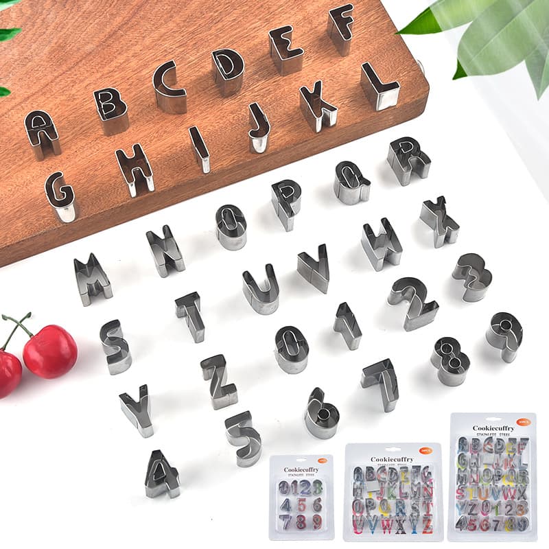 Biscuit Mold Creative Alphanumeric Biscuit Mold Baking Appliance Fold Sugar Set Stainless Steel DIY Cookie Mold