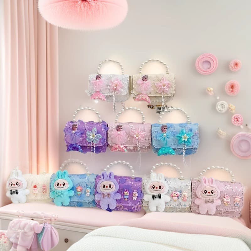Children's Pearl Handbag 2024 New Kids Bag Girls' Crossbody Bag Princess Accessory Bag Chanel Style Bag