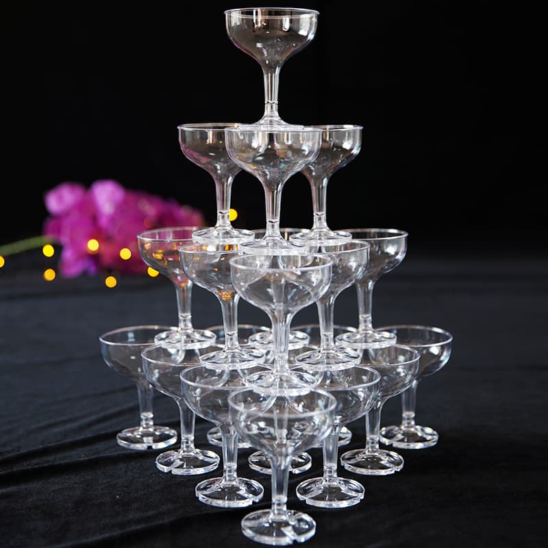 Acrylic thickened champagne glass plastic goblet celebration opening bar wine glass wedding props champagne tower cup