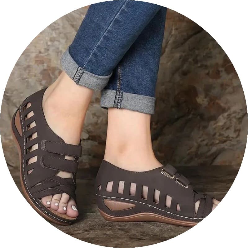 Small Wedge Sandals Women's Summer Hollow-out Plus Size 41-43 Roman Fish-Toe Women's Shoes