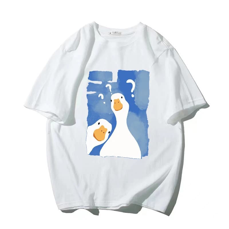 Men Oversized T-Shirt Funny Two Confused Ducks Print Tshirts