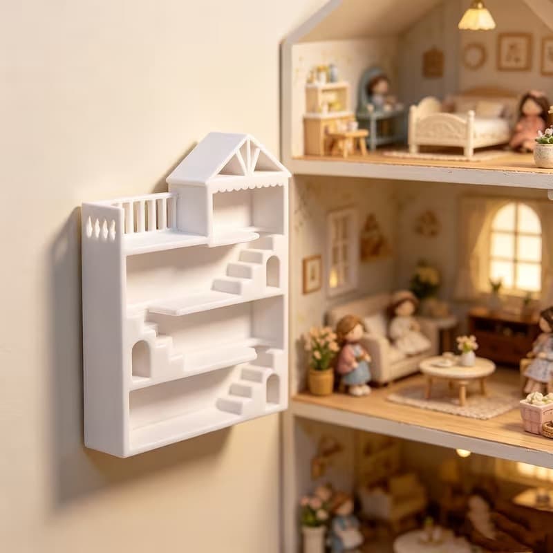 Cross-border New 3D Printed White Castle Model House Storage Shelf Organizer, Practical Holiday Gift for Men and Women