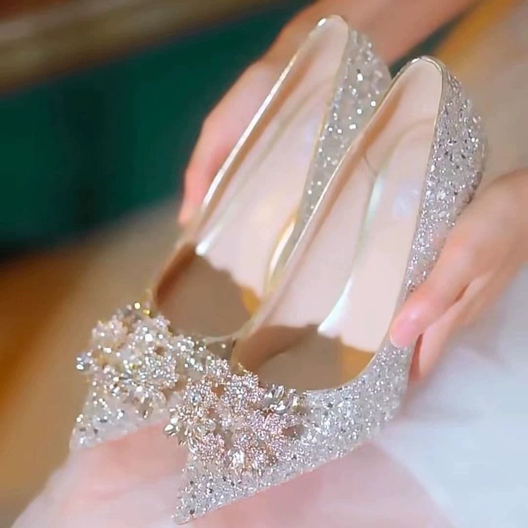 French High Heels Summer Women 2023 New Crystal Wedding Shoes Bride Shoes Main Wedding Dress Shoes Niche