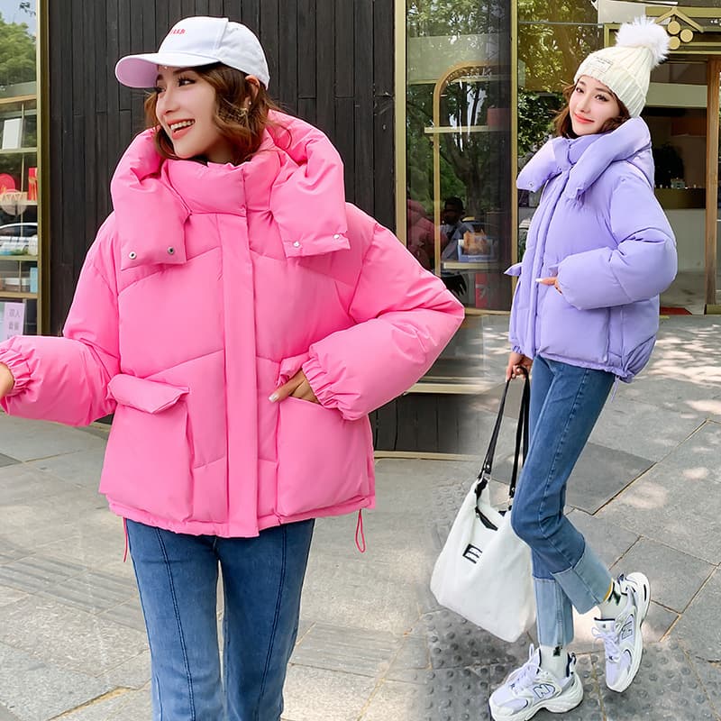 Spot 2023 new down jacket for women Korean version loose fluffy bread coat short hooded thickened winter coat