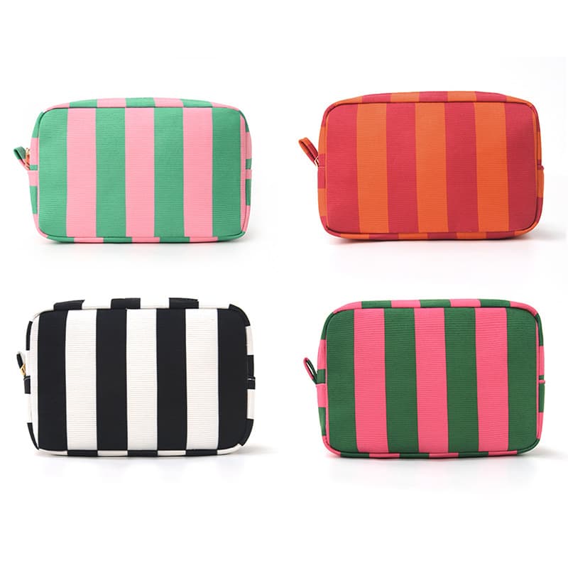 Feihong Cross-border Striped Makeup Bag Corduroy Large Capacity Portable Toiletry Bag Travel Fashion High Appearance Storage Bag
