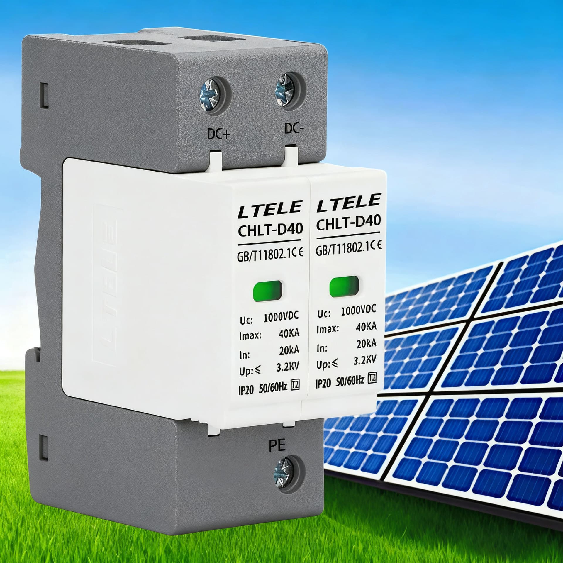 DC Surge Protective Device DC600V CHLT-D40, Photovoltaic Surge Protector, Lightning Arrester, Surge Protector 2P