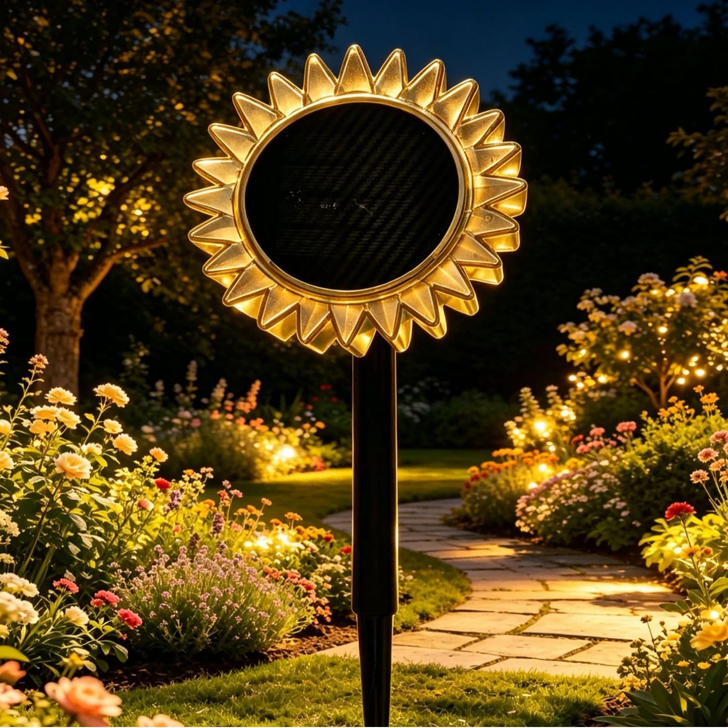 Solar Garden Light Outdoor Waterproof LED Lawn Landscape Decorative Ground Insert Street Light Sunflower Cross-border
