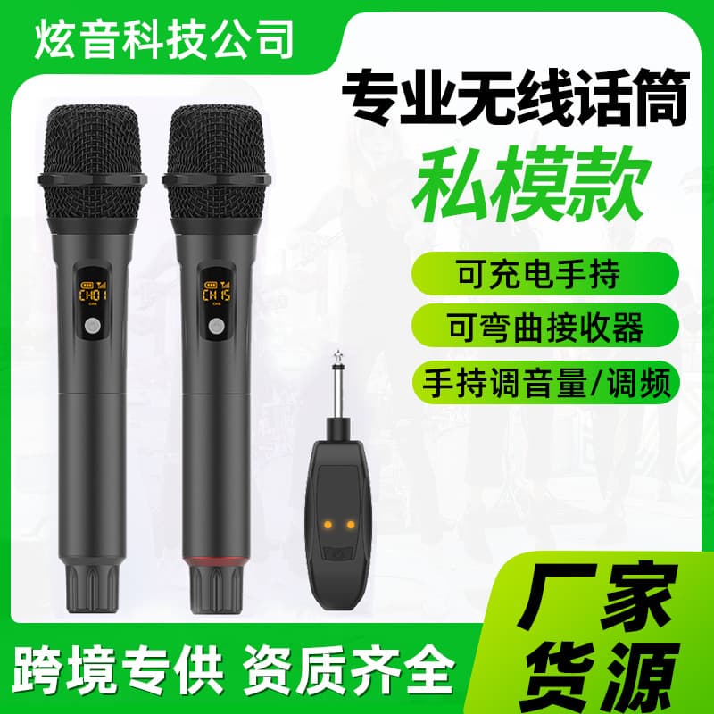 Wireless microphone one-to-two handheld conference live broadcast home KTV stage professional karaoke 2.4G microphone sound card