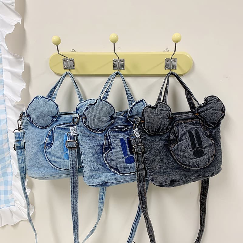 2025 New Summer Cool Denim Shoulder Handbag Trendy Fashionable Mickey Shape Crossbody Bag