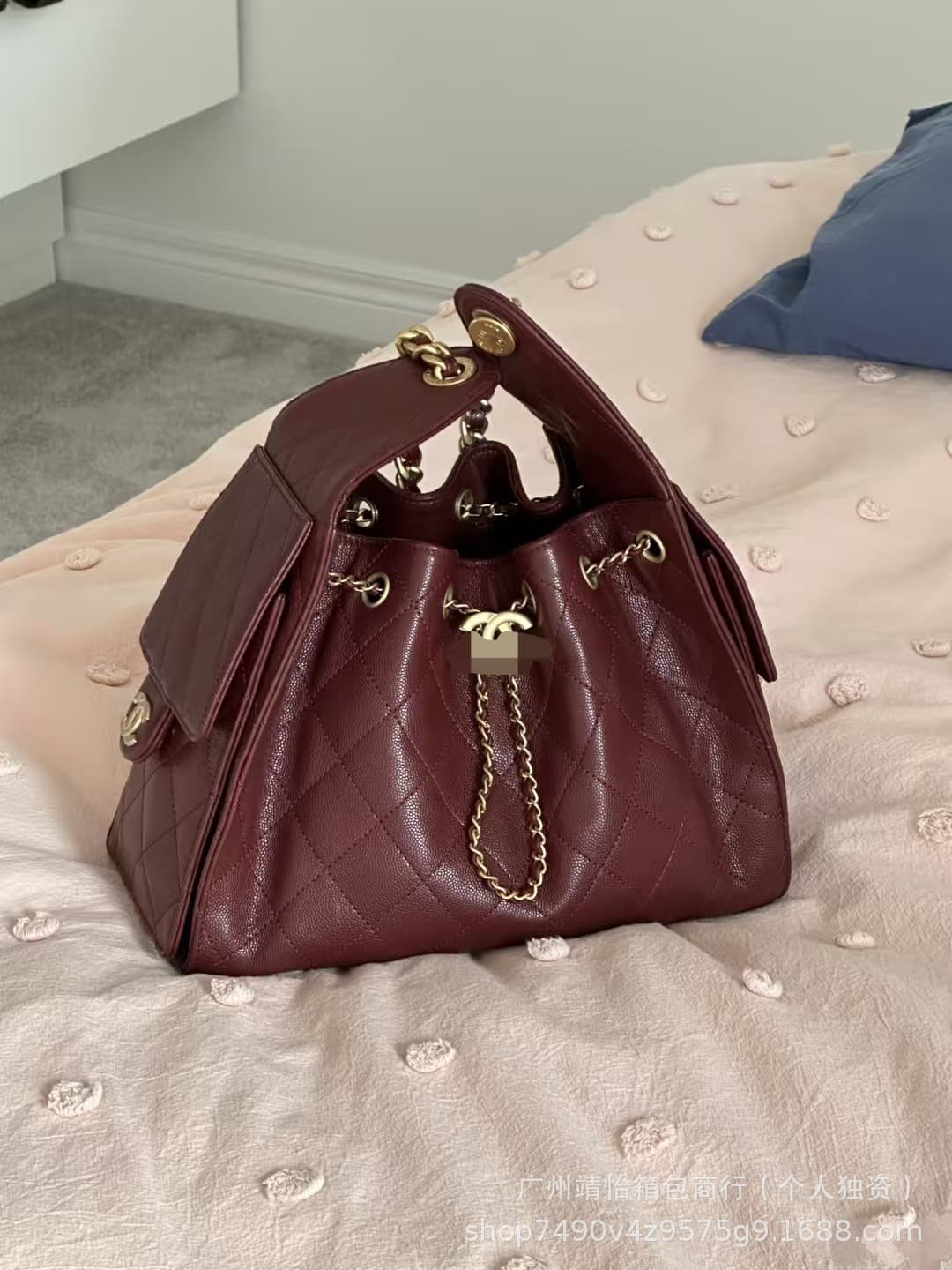 High-Quality Small Chanel 25 Bag Caviar Bucket Diamond Quilted Hobo Chain Underarm Bag Shoulder Handbag Genuine Leather Women's Bag