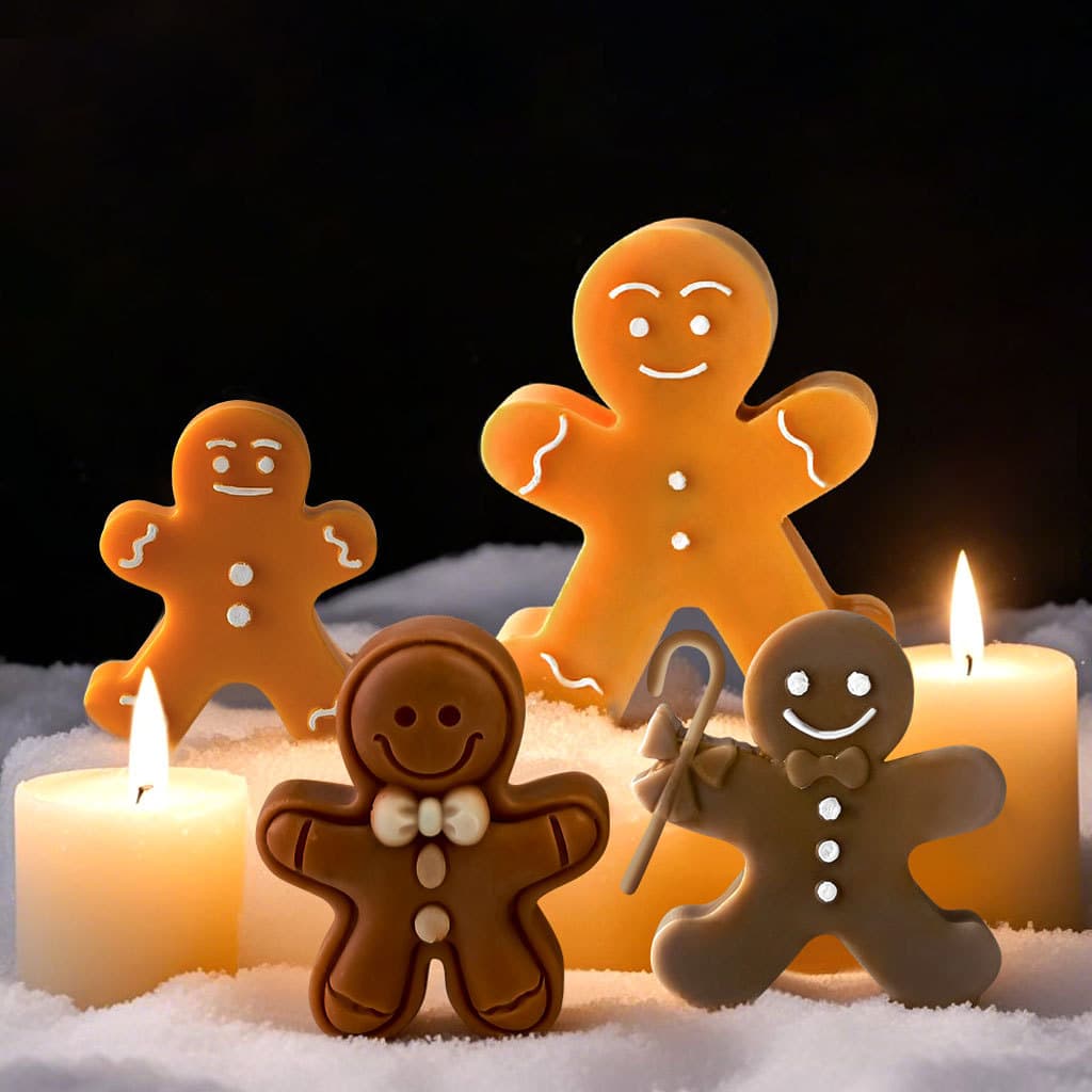 Jiahuimei Gingerbread Man Silicone Mold Christmas Cookie Baking DIY Gingerbread Man Soap Candle Decoration