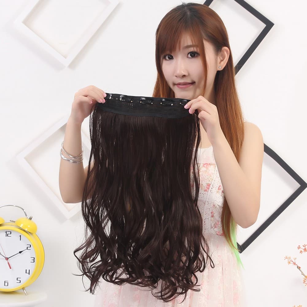 5-Clip Long Curly Hair Extension, One-Piece Clip-In Wavy Hairpiece, 5-Clip Curly Wiglet