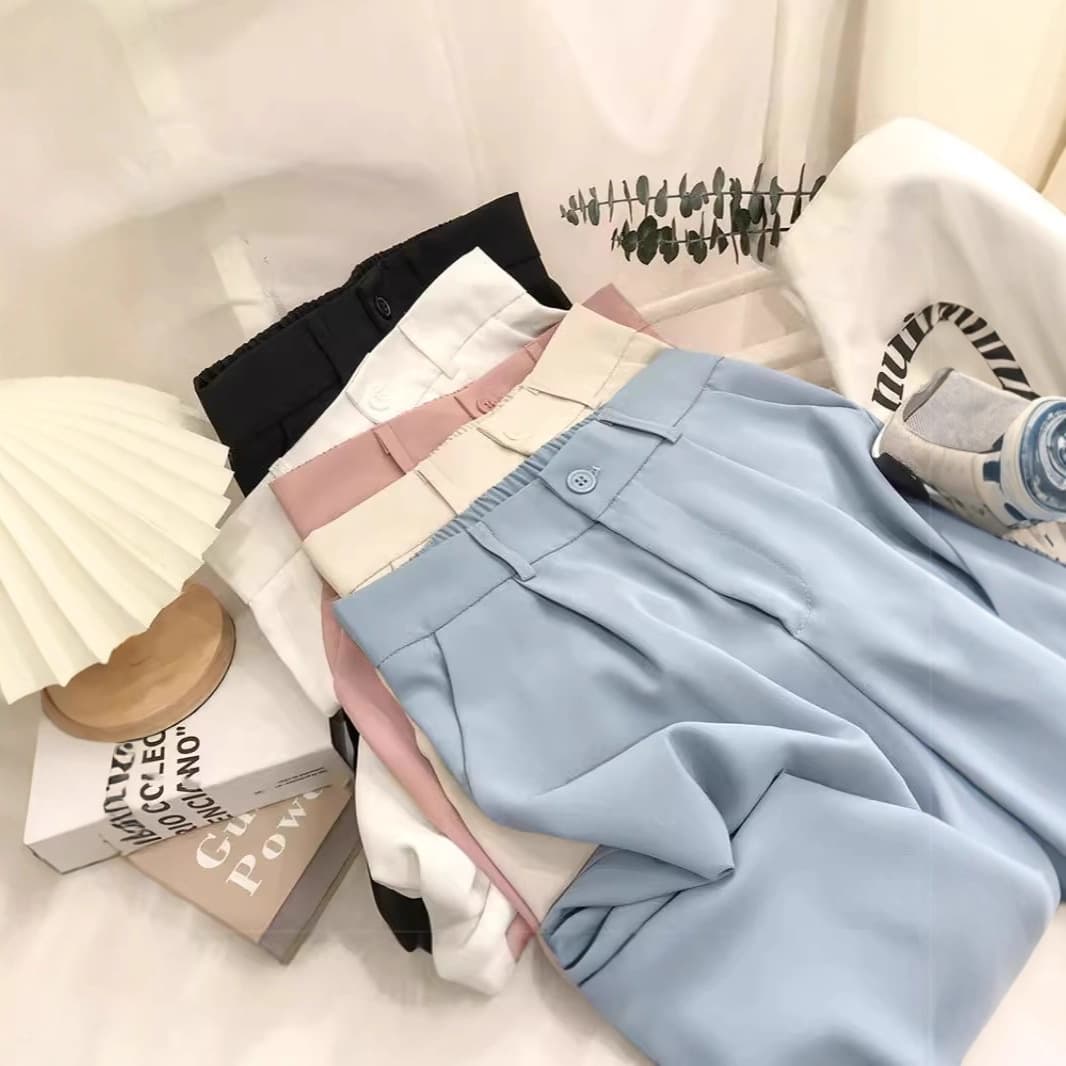 High Waist Wide Leg Straight Cut Women's Suit Pants Korean Design Sensation Casual Trousers Spring Autumn New Style