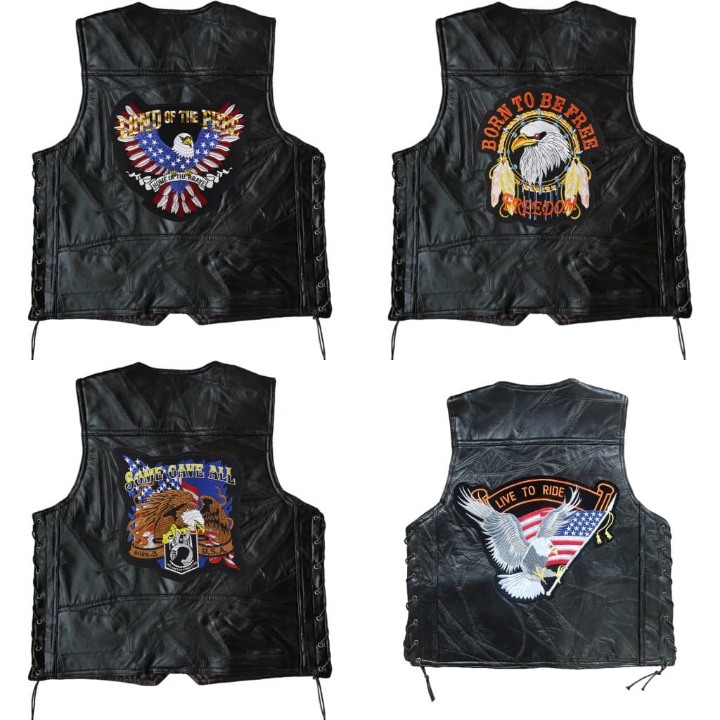Genuine Leather Motorcycle Vest Men's Sheepskin Vest European and American Riding Vest Four-Season Vest Embroidered Badge Special Price