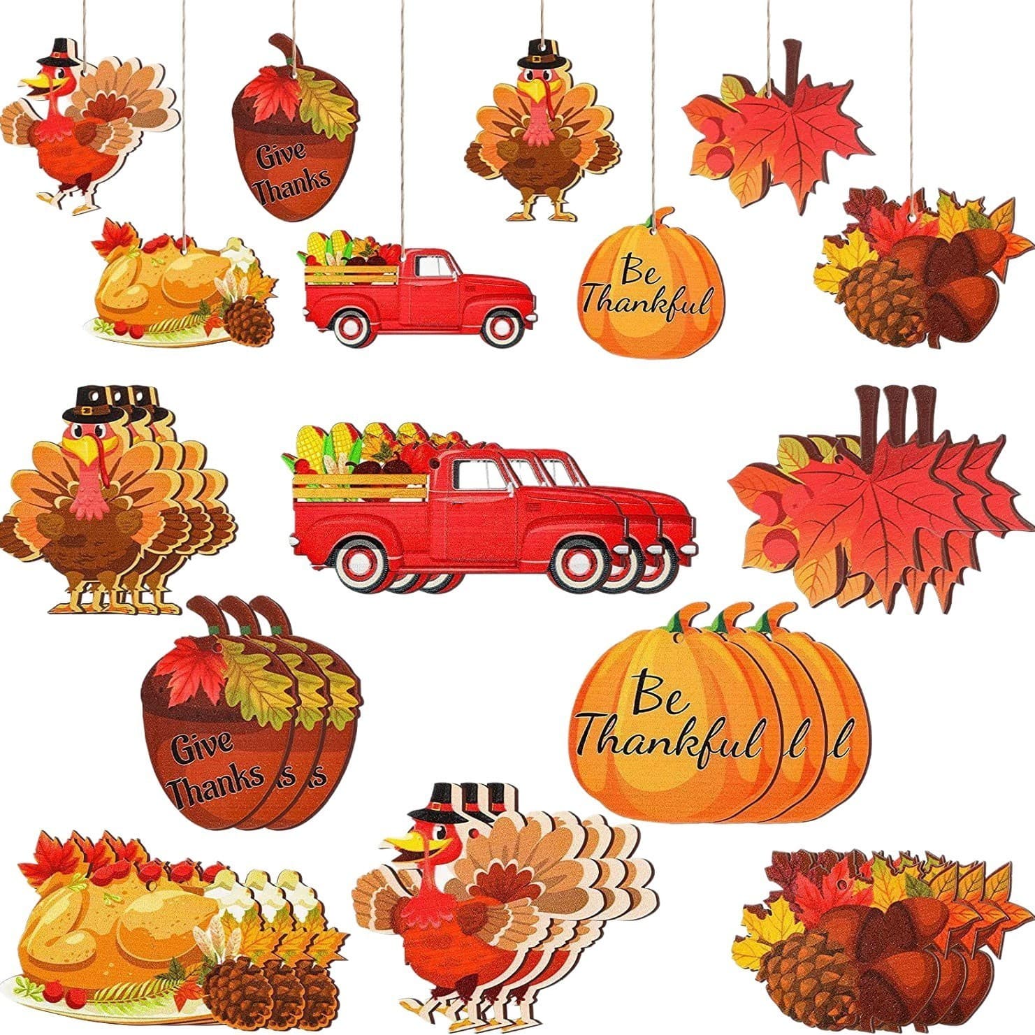 Hot Selling New Autumn Thanksgiving Wooden Decoration Autumn Mixed Color Hollow Maple Leaf Home Decoration Hanging Ornament
