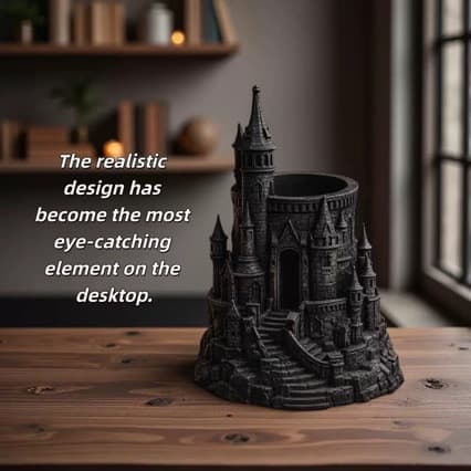 3D printing Gothic dark castle Hogwarts pen holder retro desktop ornament niche advanced desktop storage