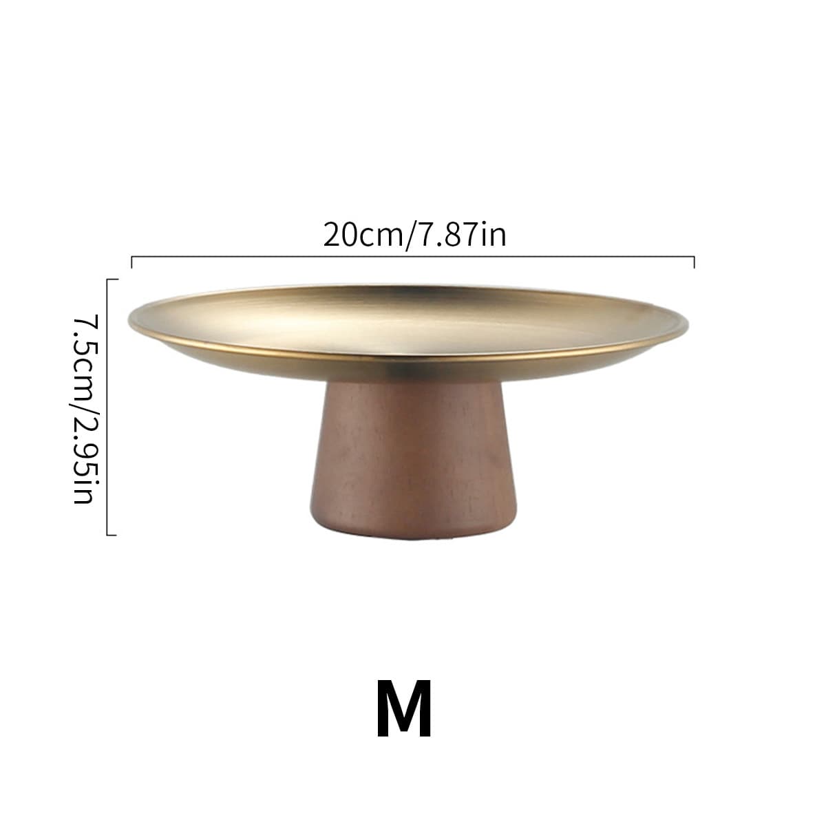 Nordic Ins Style Light Luxury Stainless Steel Fruit Tray Silver Elegant Cake Stand High-Leg Acacia Wood Coffee Table Storage