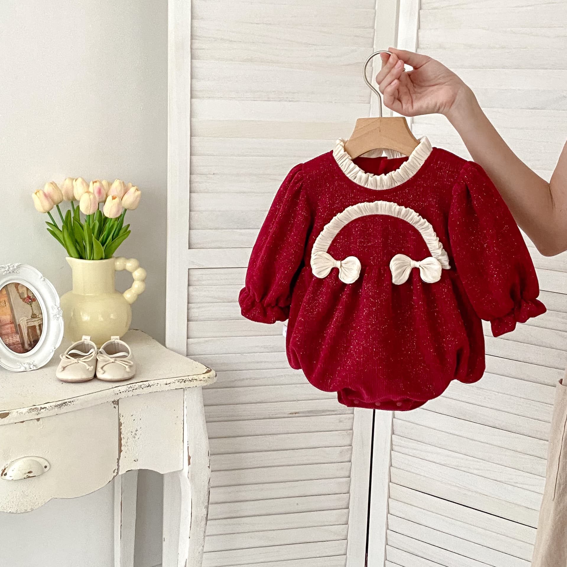 INS Autumn and Winter New Sweet Baby Girl Bow Lace Wrap Fat Clothes Western Style New Year Clothes Climbing Clothes