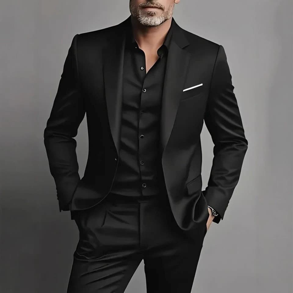 Cross-Border Hot Selling Stock Suit Set, Plus Size Slim Fit Solid Color Formal Men's Suit, Casual Two-Piece Suit