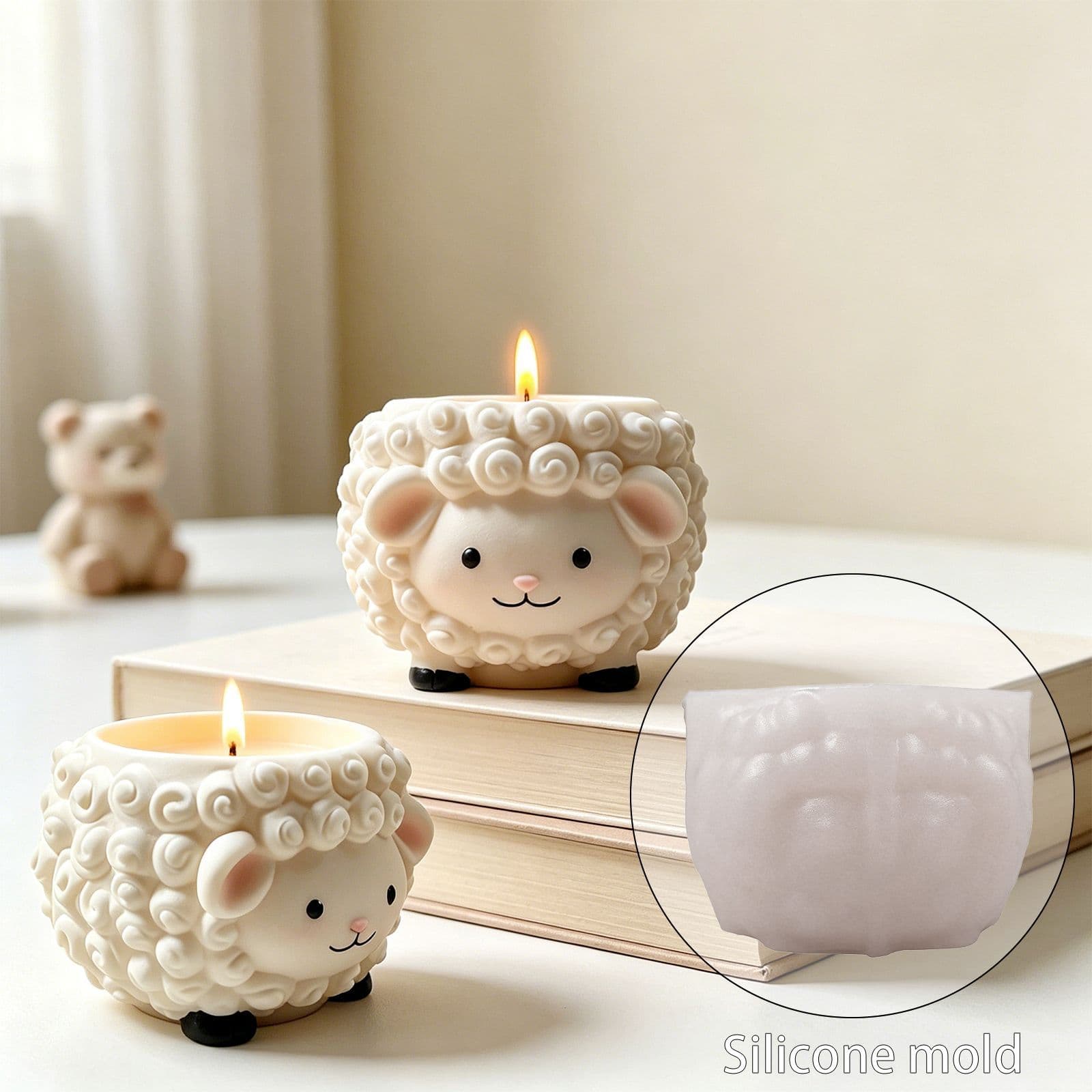 Chunqi Cartoon Sheep Storage Candle Cup Silicone Mold Cross-border DIY Aromatherapy Gypsum Flower Pot Ornament Mold