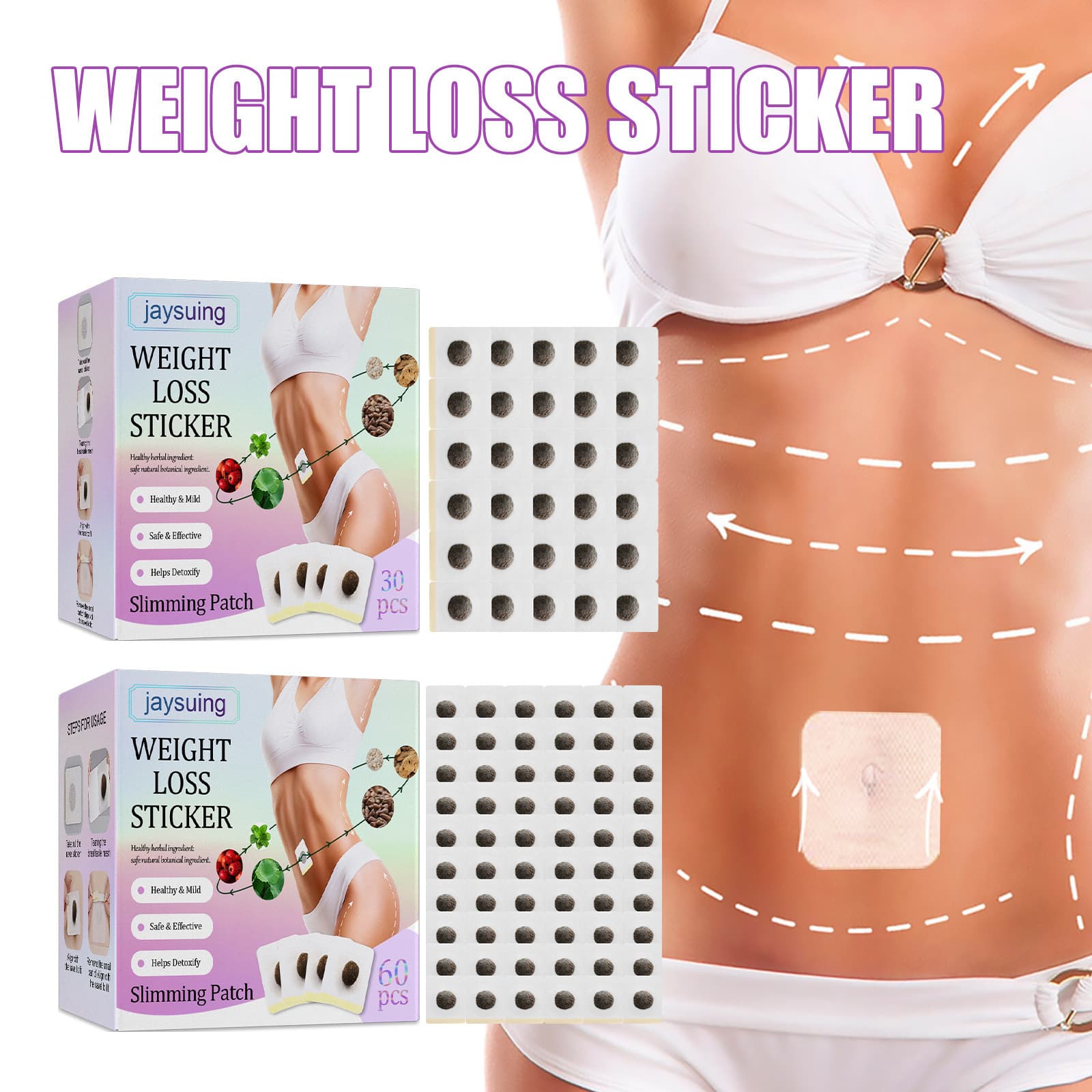 Jaysuing Slimming Belly Button Patch for Body Shaping and Toning, Lazy Person's Thigh Slimming Patch, Firming Body Sculpting Patch