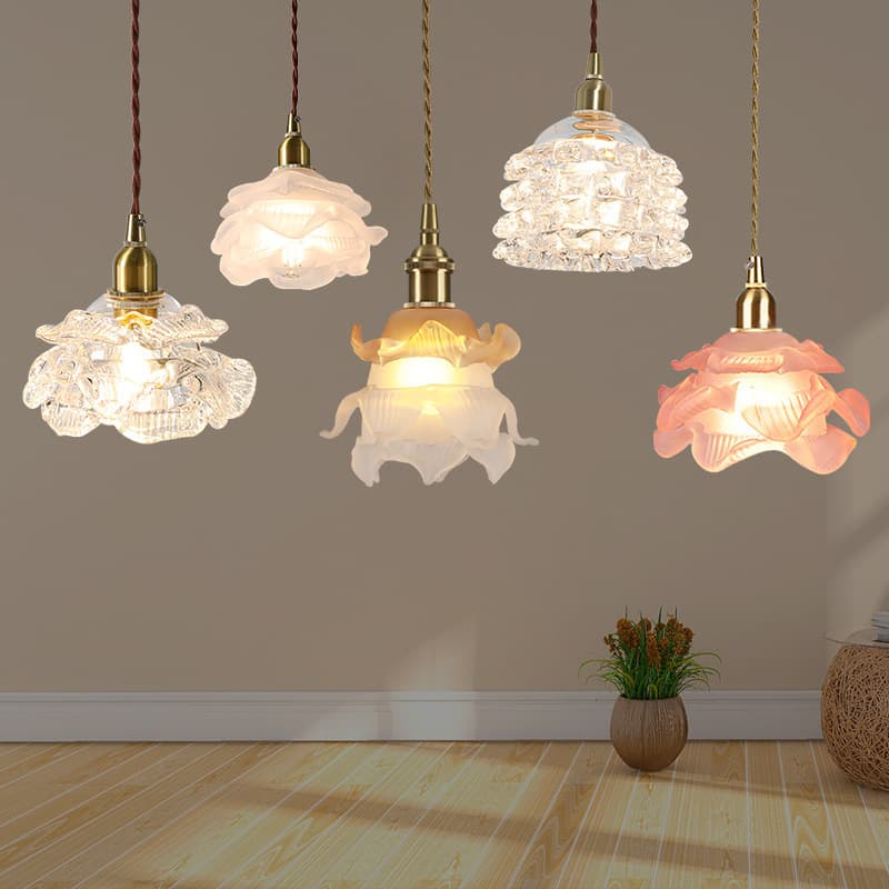 American literary flower all-copper glass chandelier simple restaurant bar bay window bed and breakfast French rose petal chandelier