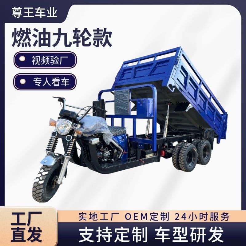 Cross-border Africa Hot-selling Zongshen Power Fuel Three-wheeled Motorcycle Load King Nine-wheel Motorcycle Export Source Factory