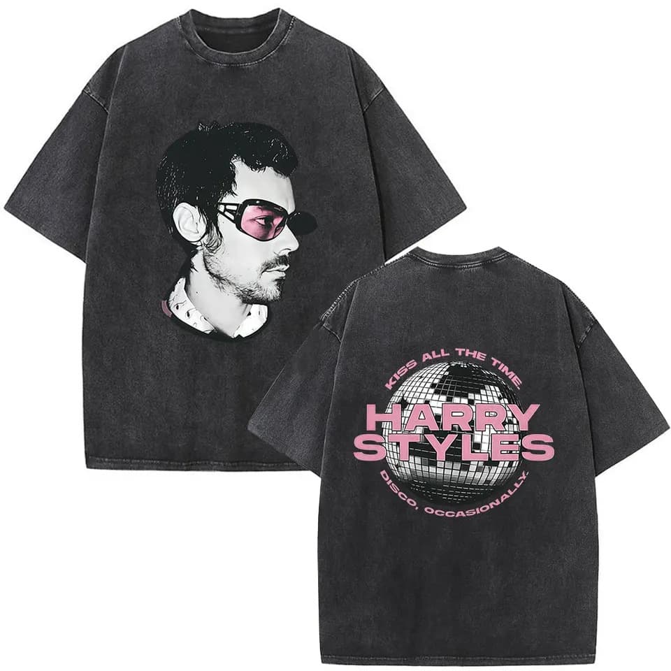 Kiss All the Time Disco Occasionally Album T-Shirt Men's and Women's Clothing Fashion Retro Washed Short Sleeve T-Shirt Street Style