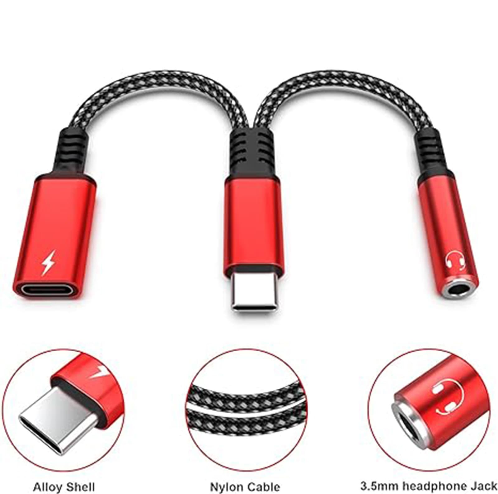 2-in-1 USB C to 3.5mm Headphone and Type-C Adapter, USB C PD 3.0