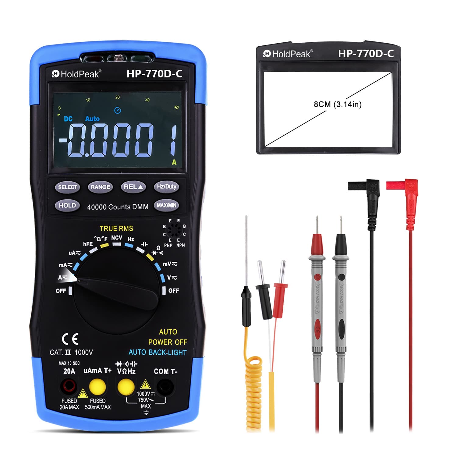 Huapu 770D-C four and a half digit color screen high-precision automatic range intelligent backlight digital multimeter multimeter