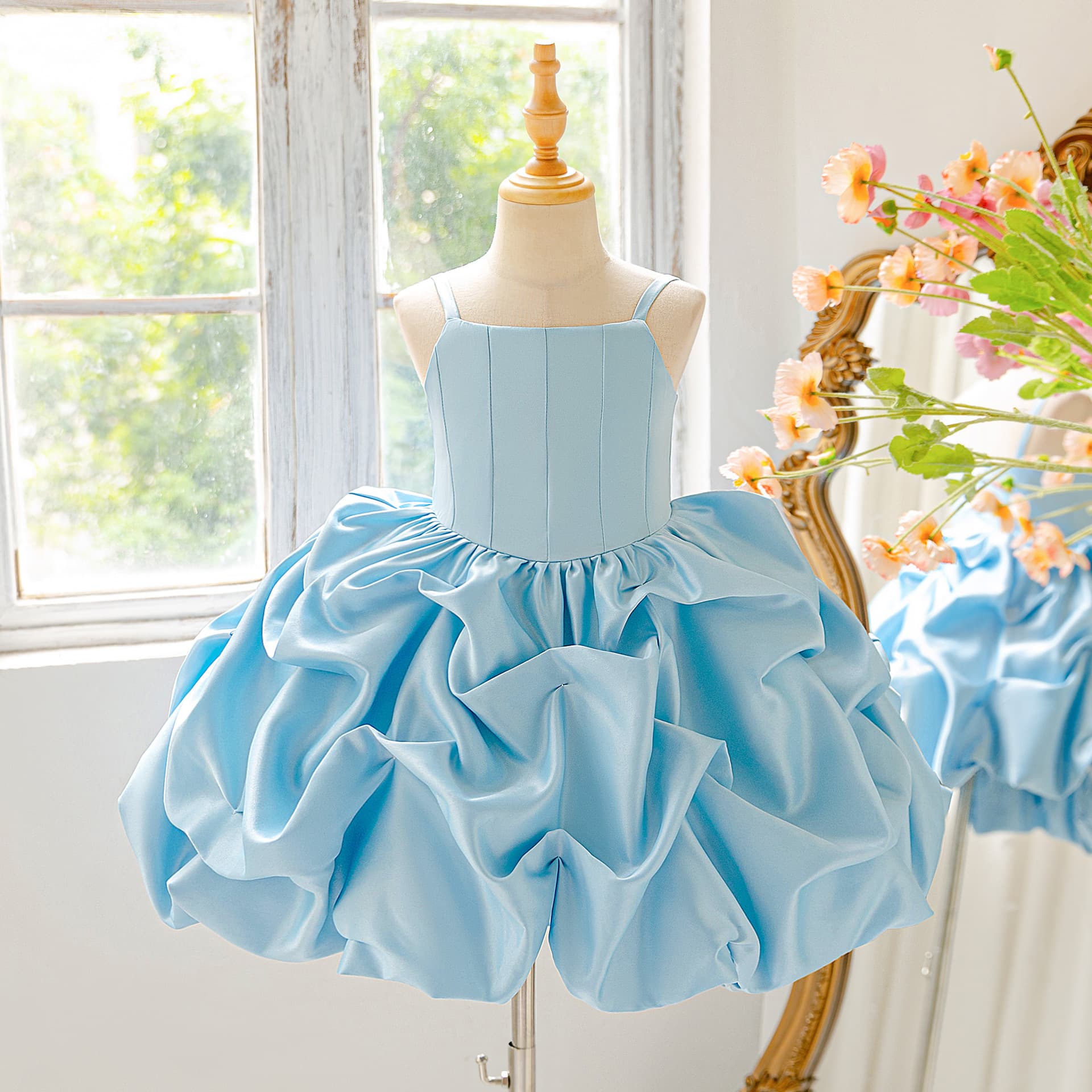 New European and American Children's Princess Dress, Girls' Strapless Party Gown, Birthday Banquet Performance Costume
