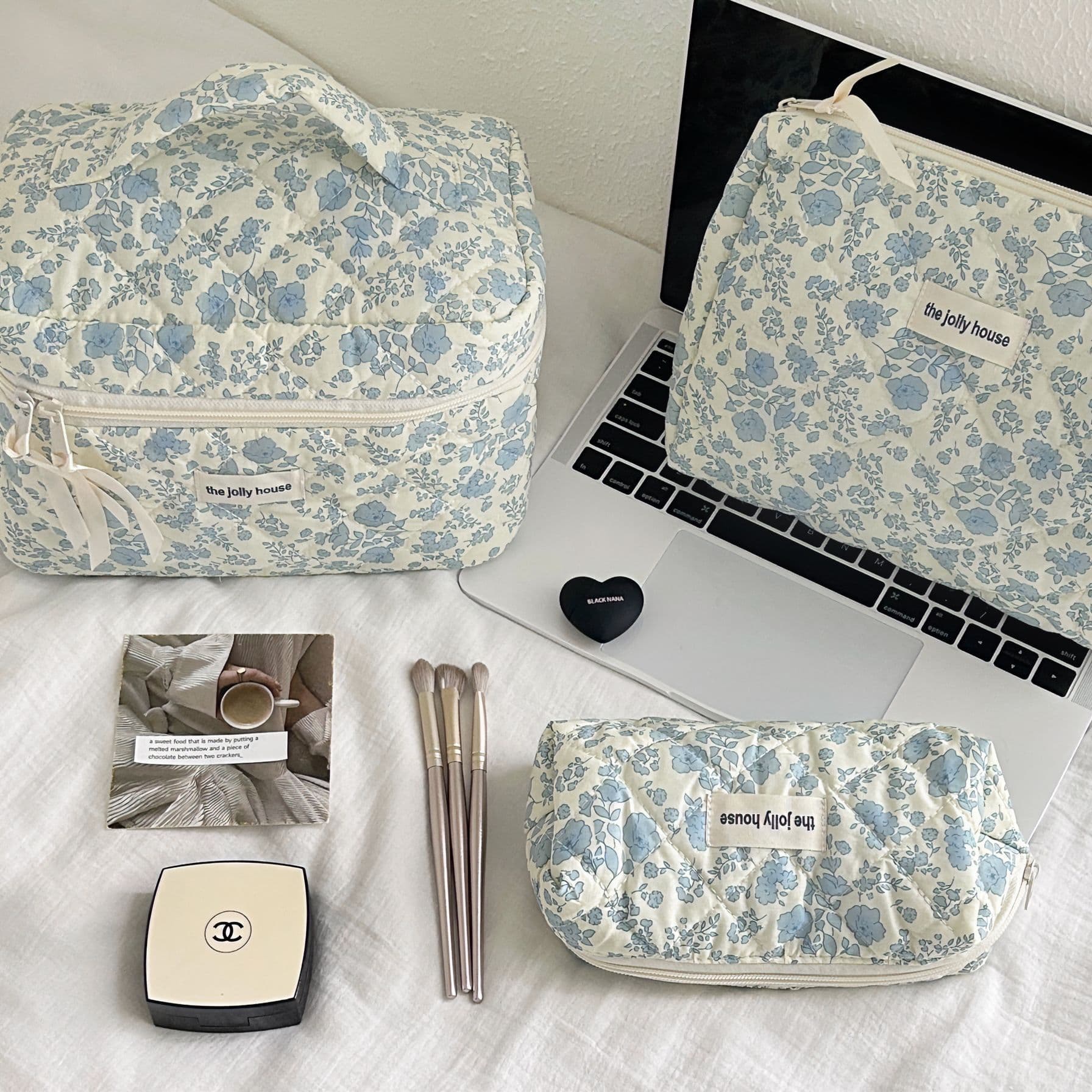 Fresh Floral Cosmetic Bag Large Capacity Makeup Organizer Portable Handheld Toiletry Bag for Women