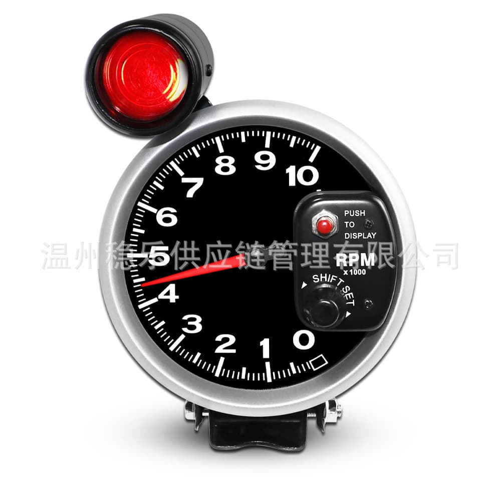 LED Tachometer 10000RPM 127mm Black White 12V Car Modification Gauge 5-Inch Tachometer Alarm